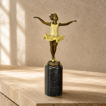 Sculpture bronze jeune ballerine en tutu sur socle marbre
