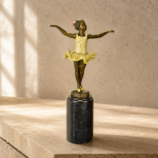 Sculpture bronze jeune ballerine en tutu sur socle marbre