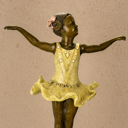 Sculpture bronze jeune ballerine en tutu sur socle marbre, vue 3