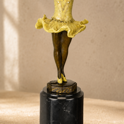 Sculpture bronze jeune ballerine en tutu sur socle marbre, vue 4