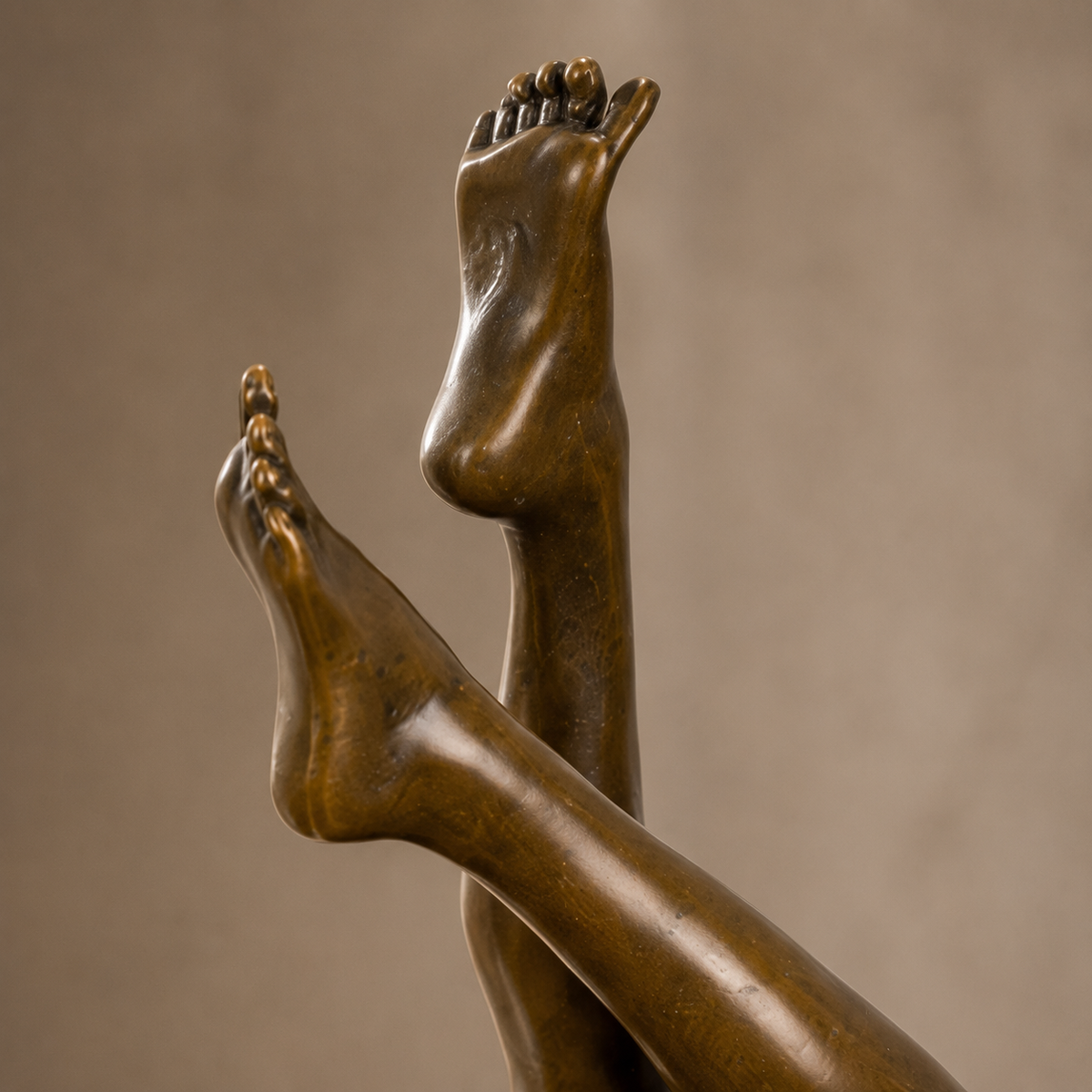 Sculpture bronze nu féminin allongé sur socle marbre, vue 6