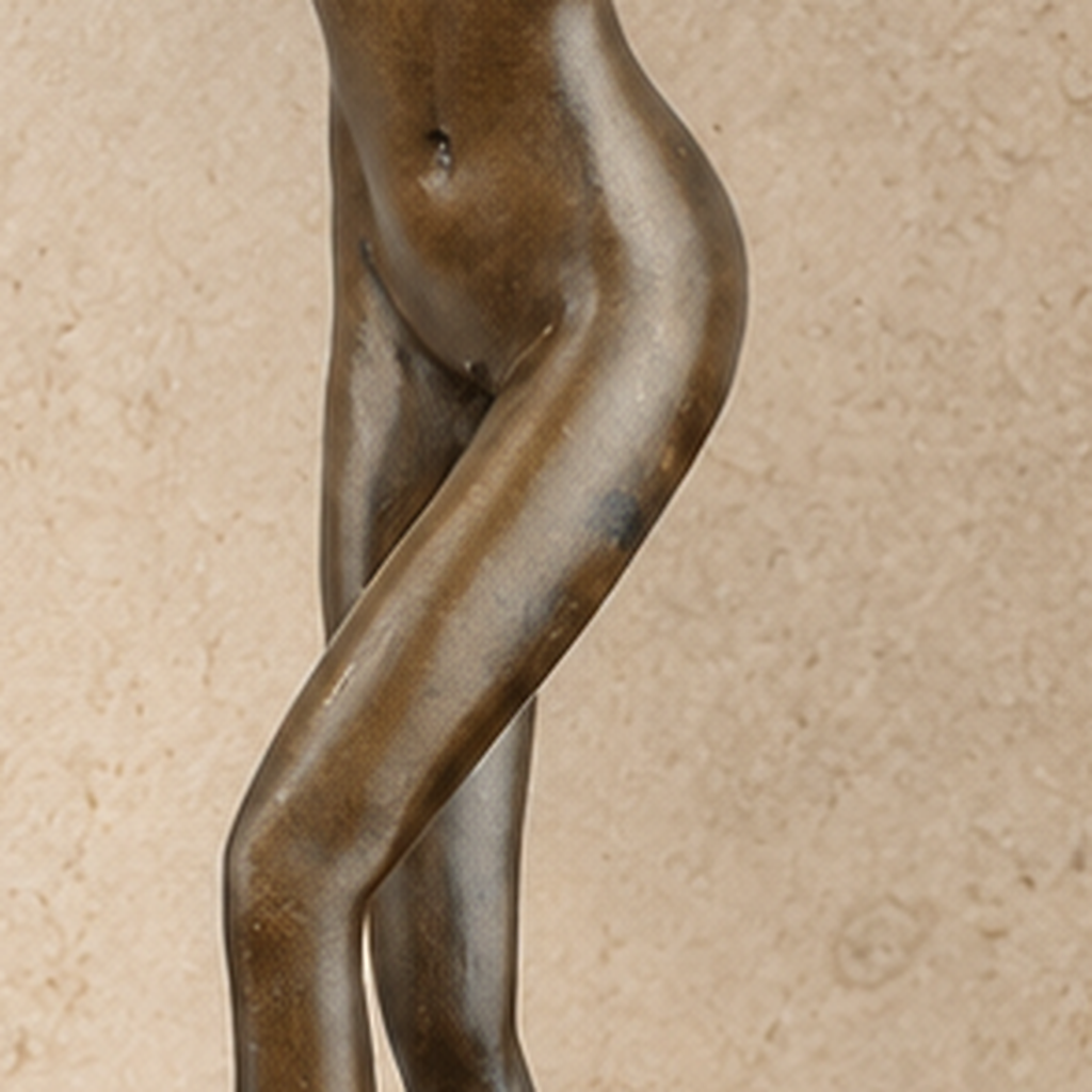 Sculpture bronze nu féminin debout sur socle marbre noir, vue 5