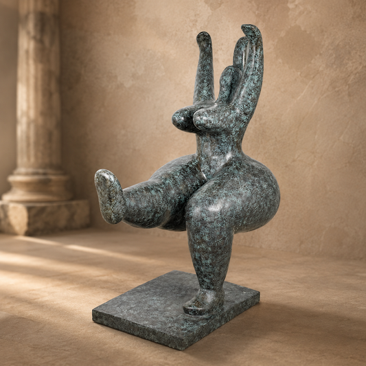 Sculpture bronze nu féminin stylisé en équilibre