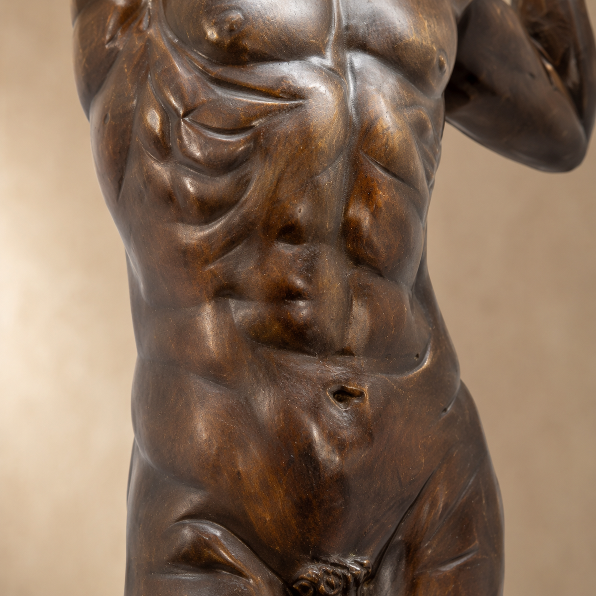 Sculpture bronze Nu masculin athlétique sur socle marbre, vue 4