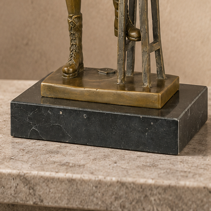 Sculpture bronze nu masculin au chapeau et chevalet, vue 7