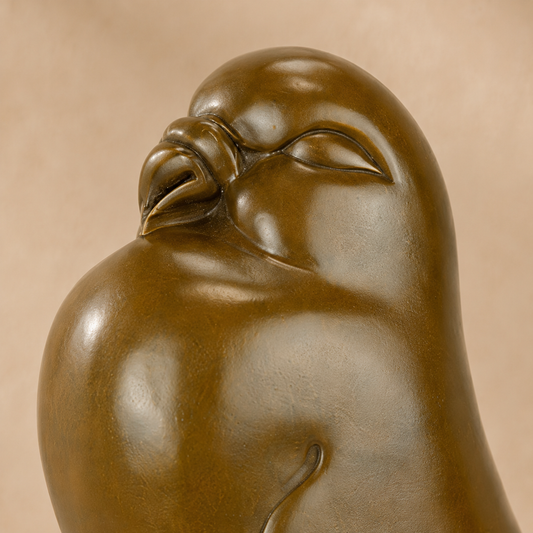 Sculpture bronze pigeon stylisé Art Déco sur socle marbre, vue 2
