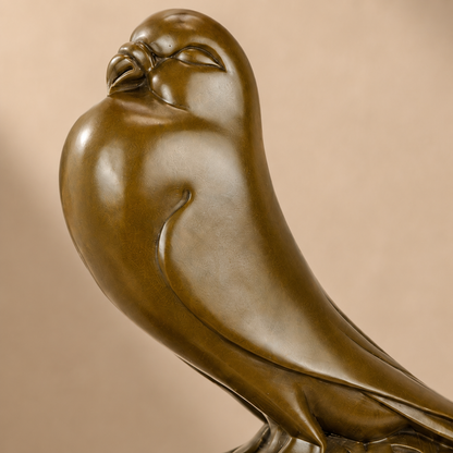Sculpture bronze pigeon stylisé Art Déco sur socle marbre, vue 4