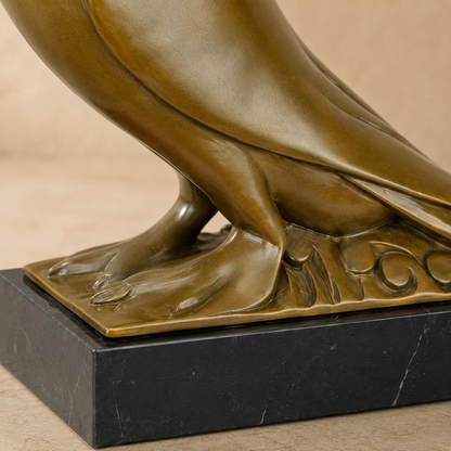 Sculpture bronze pigeon stylisé Art Déco sur socle marbre, vue 6