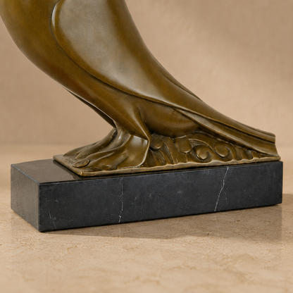 Sculpture bronze pigeon stylisé Art Déco sur socle marbre, vue 7