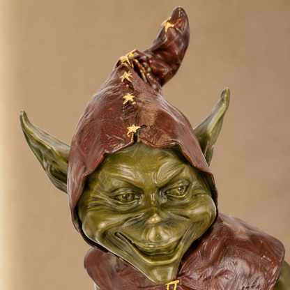 Sculpture bronze polychrome lutin dansant aux escargots, vue 3