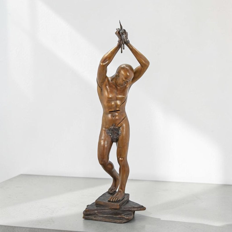 Sculpture en bronze Saint Sébastien martyr, patine dorée