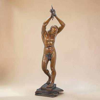 Sculpture en bronze Saint Sébastien martyr, patine dorée, vue 5