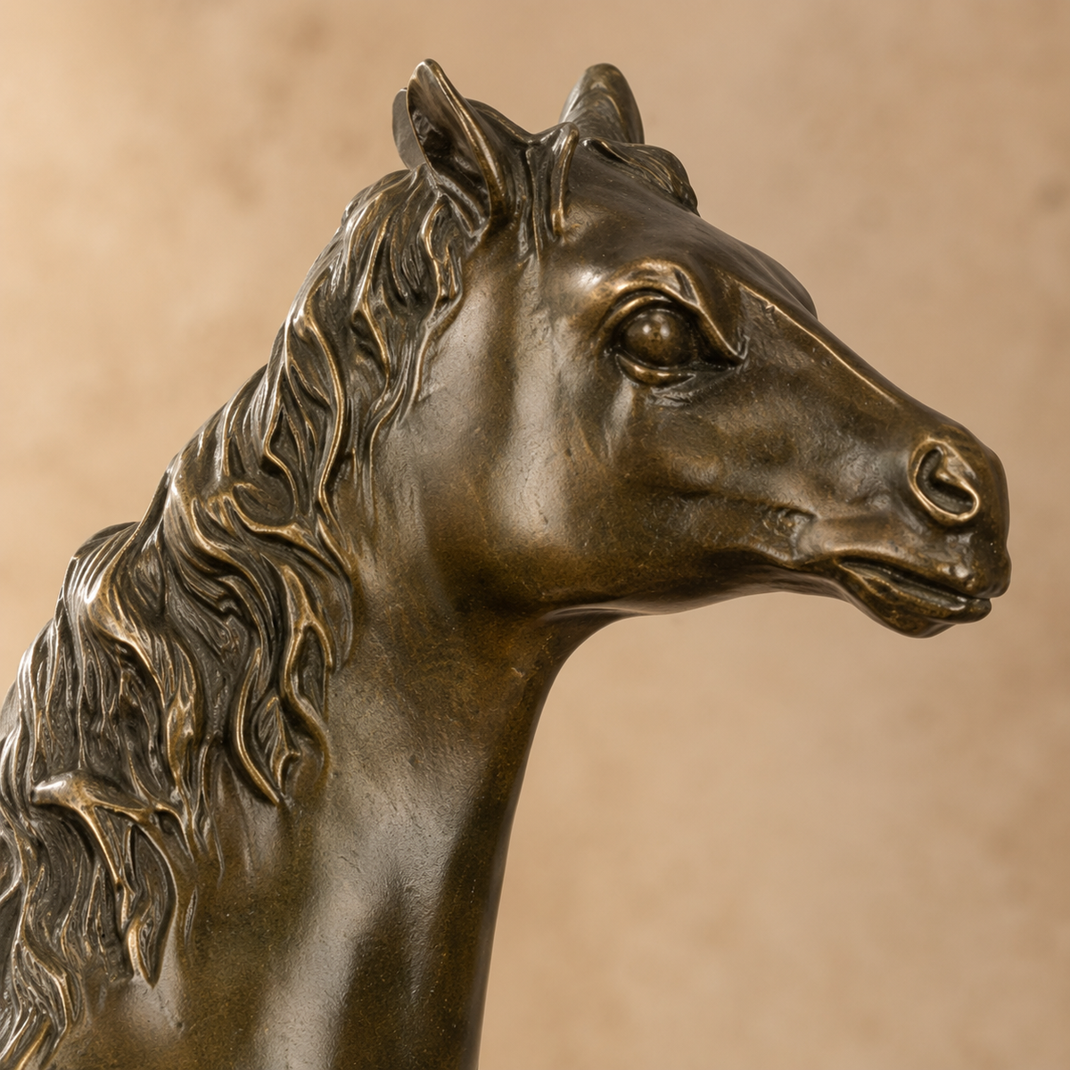 Sculpture cheval arabe au pas en bronze patiné sur marbre, vue 2
