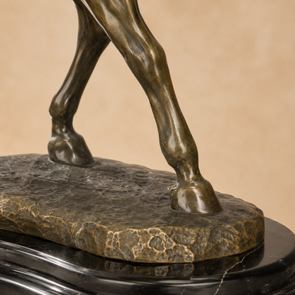 Sculpture cheval arabe au pas en bronze patiné sur marbre, vue 5