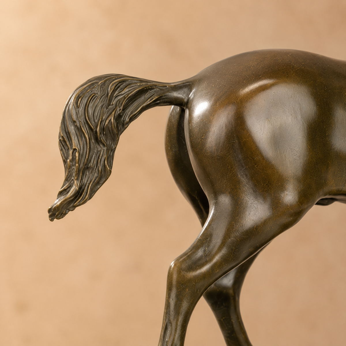 Sculpture cheval arabe au pas en bronze patiné sur marbre, vue 6