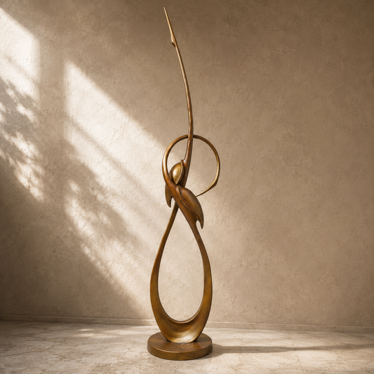 Sculpture cheval cabré en bronze patiné brun sur socle
