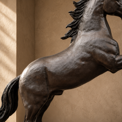 Sculpture cheval cabré en bronze patiné brun sur socle, vue 4