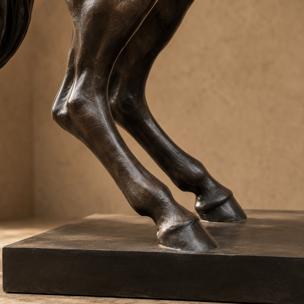Sculpture cheval cabré en bronze patiné brun sur socle, vue 6