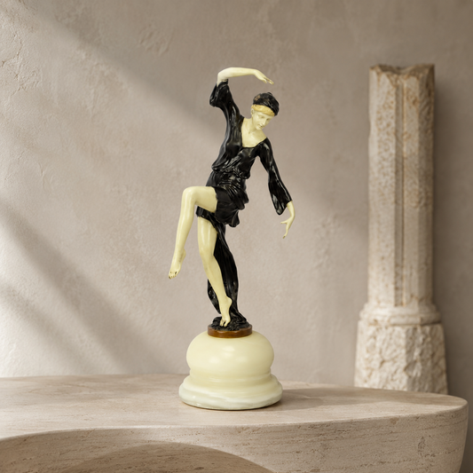 Sculpture chryséléphantine danseuse Art Déco socle onyx