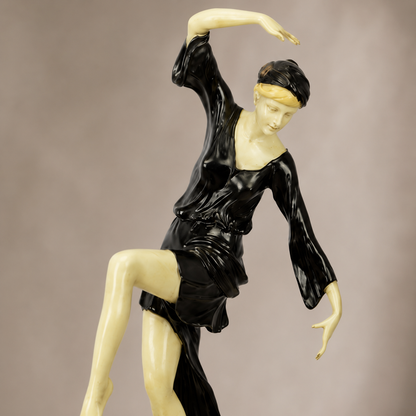 Sculpture chryséléphantine danseuse Art Déco socle onyx, vue 5