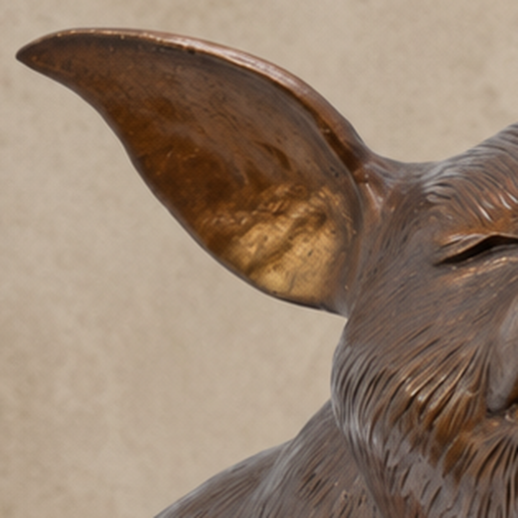 Sculpture cochon assis en bronze à patine brune dorée, vue 4