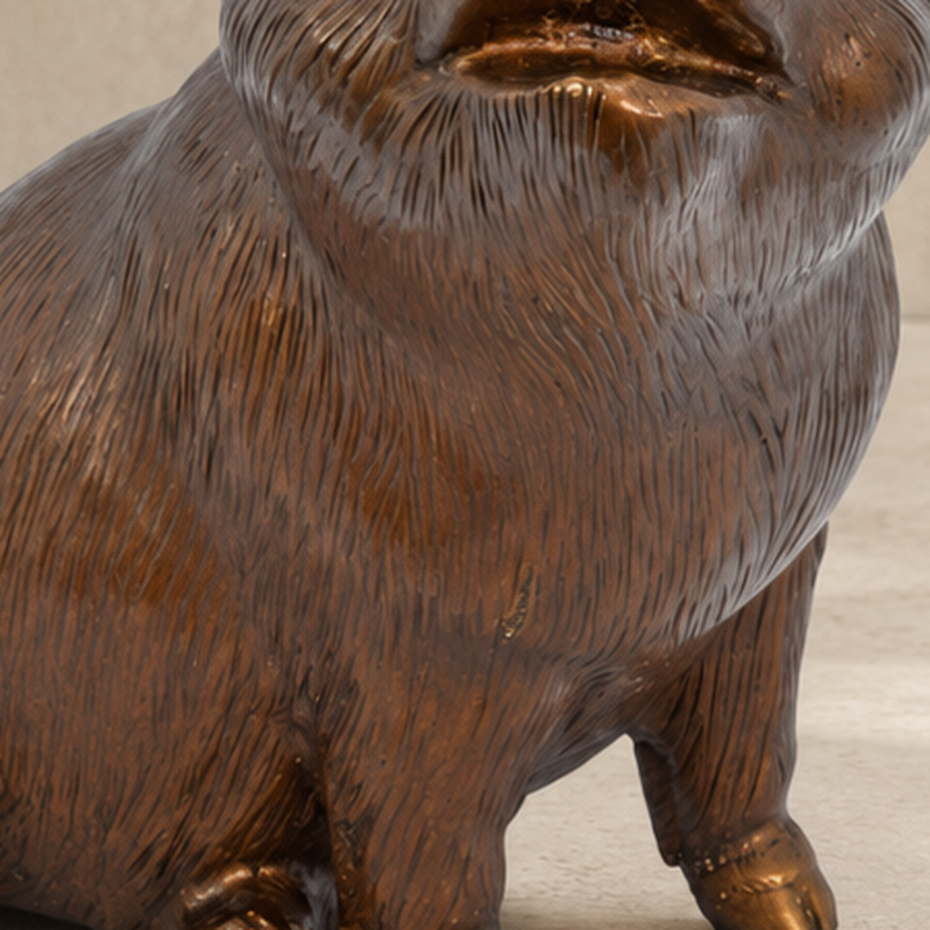 Sculpture cochon assis en bronze à patine brune dorée, vue 5