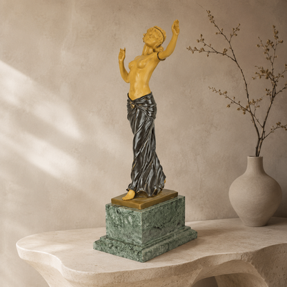 Sculpture danseuse orientale en bronze et ivoirine Art Déco