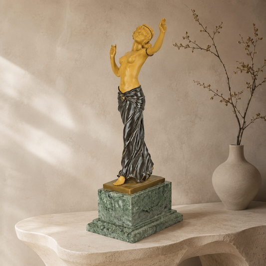 Sculpture danseuse orientale en bronze et ivoirine Art Déco