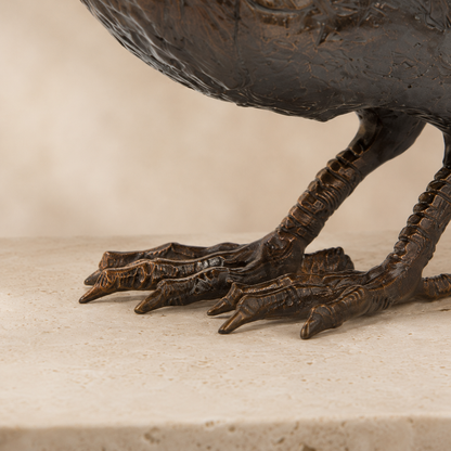 Sculpture de faisan en bronze patiné brun et gris, vue 6