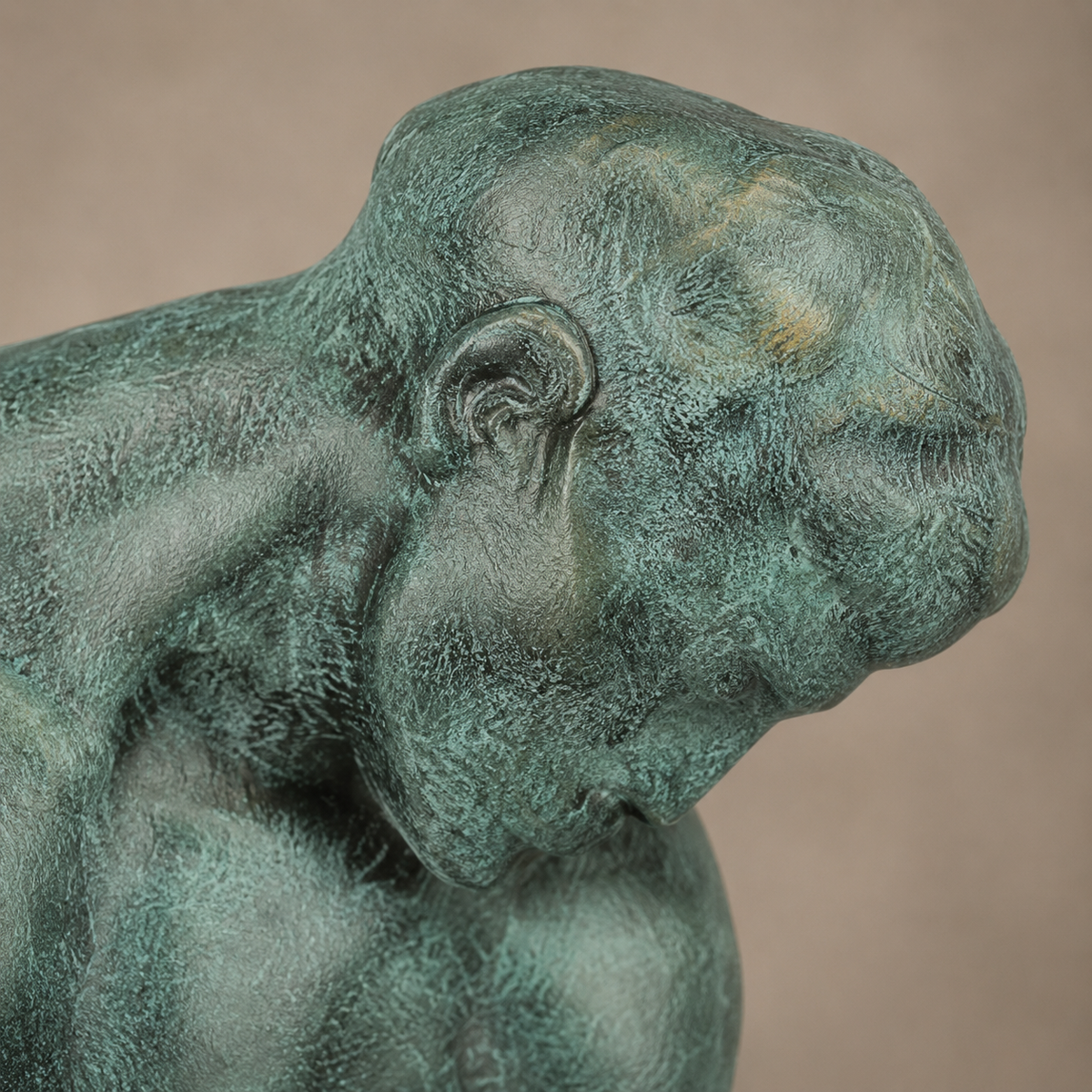 Sculpture en bronze Adam d'après Rodin patine verte, vue 2
