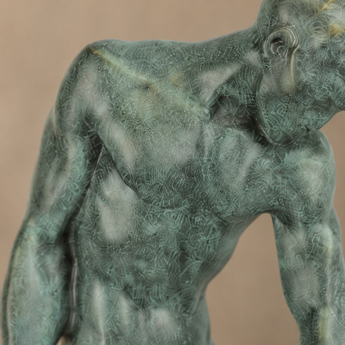 Sculpture en bronze Adam d'après Rodin patine verte, vue 3