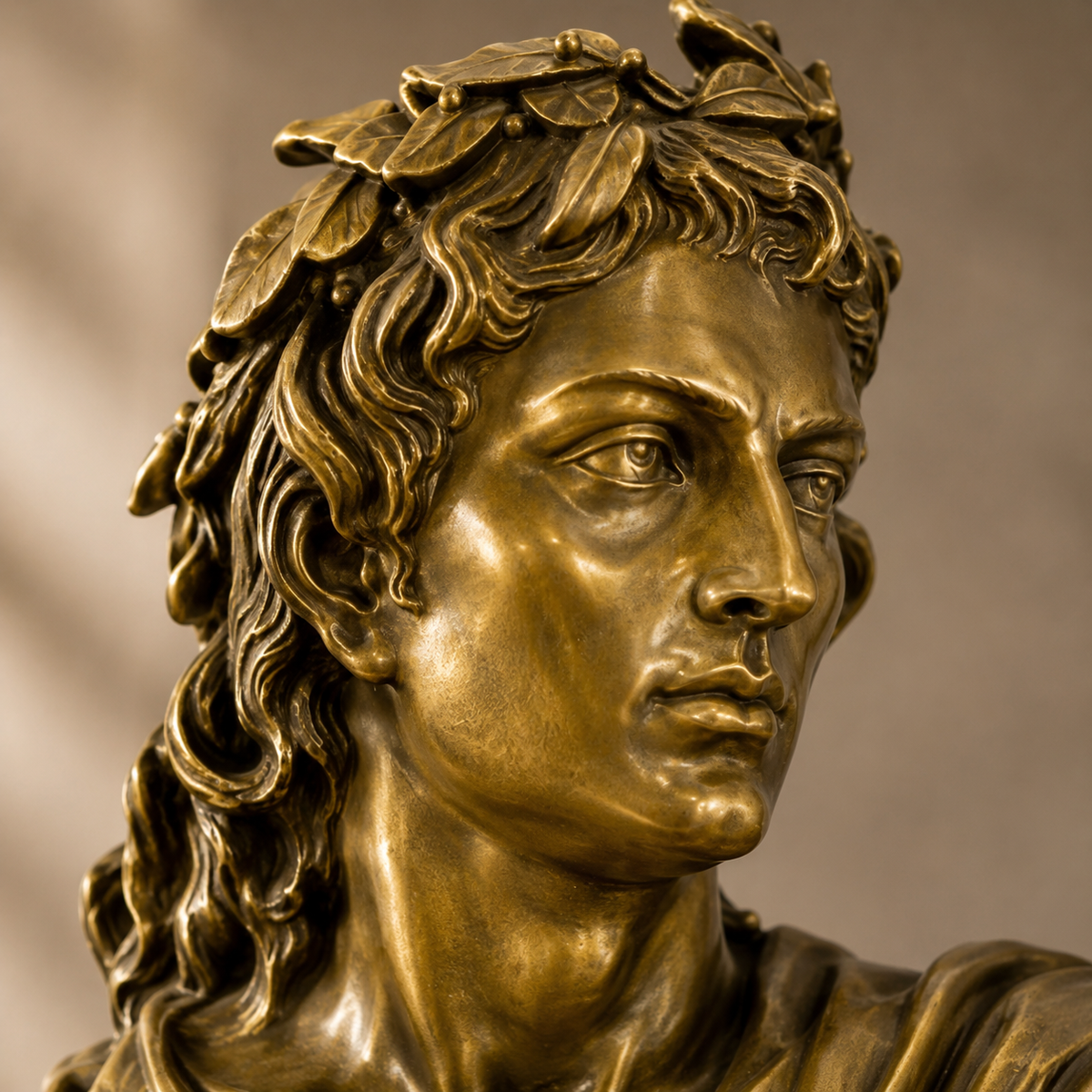 Sculpture en bronze Apollon du Belvédère sur socle marbre, vue 2