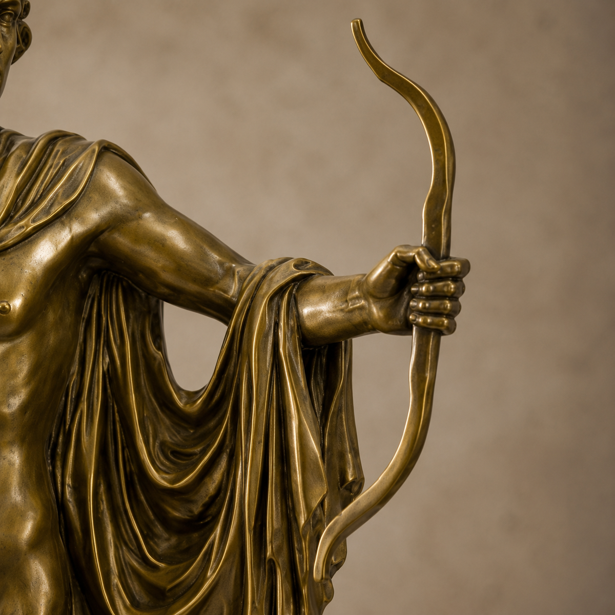 Sculpture en bronze Apollon du Belvédère sur socle marbre, vue 3