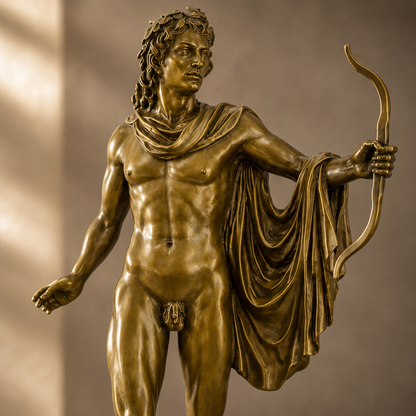 Sculpture en bronze Apollon du Belvédère sur socle marbre, vue 4