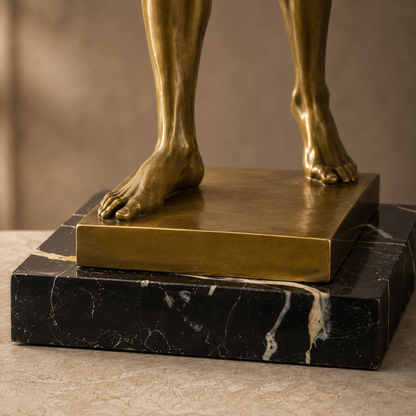 Sculpture en bronze Apollon du Belvédère sur socle marbre, vue 6