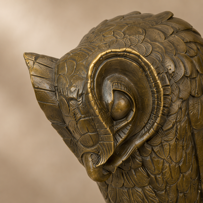 Sculpture en bronze Art Déco hibou sur socle en marbre, vue 2