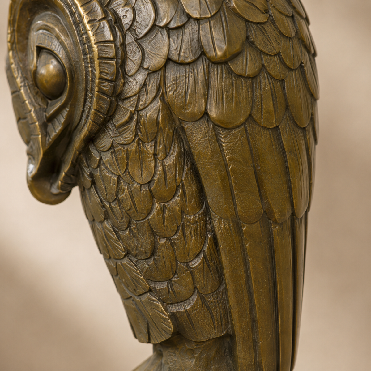 Sculpture en bronze Art Déco hibou sur socle en marbre, vue 5