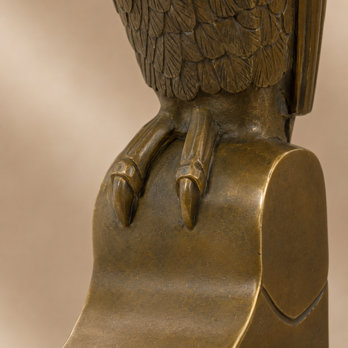 Sculpture en bronze Art Déco hibou sur socle en marbre, vue 6
