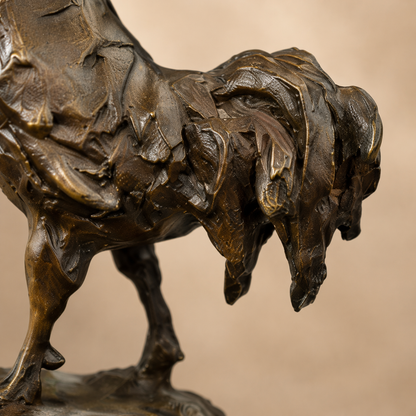 Sculpture en bronze coq gaulois sur socle en marbre brun, vue 5