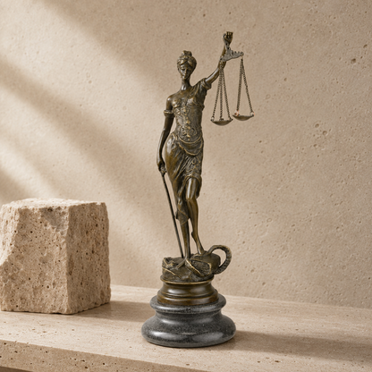 Sculpture en bronze Dame Justice avec balance et glaive