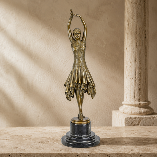 Sculpture en bronze danseuse Art Déco sur socle marbre