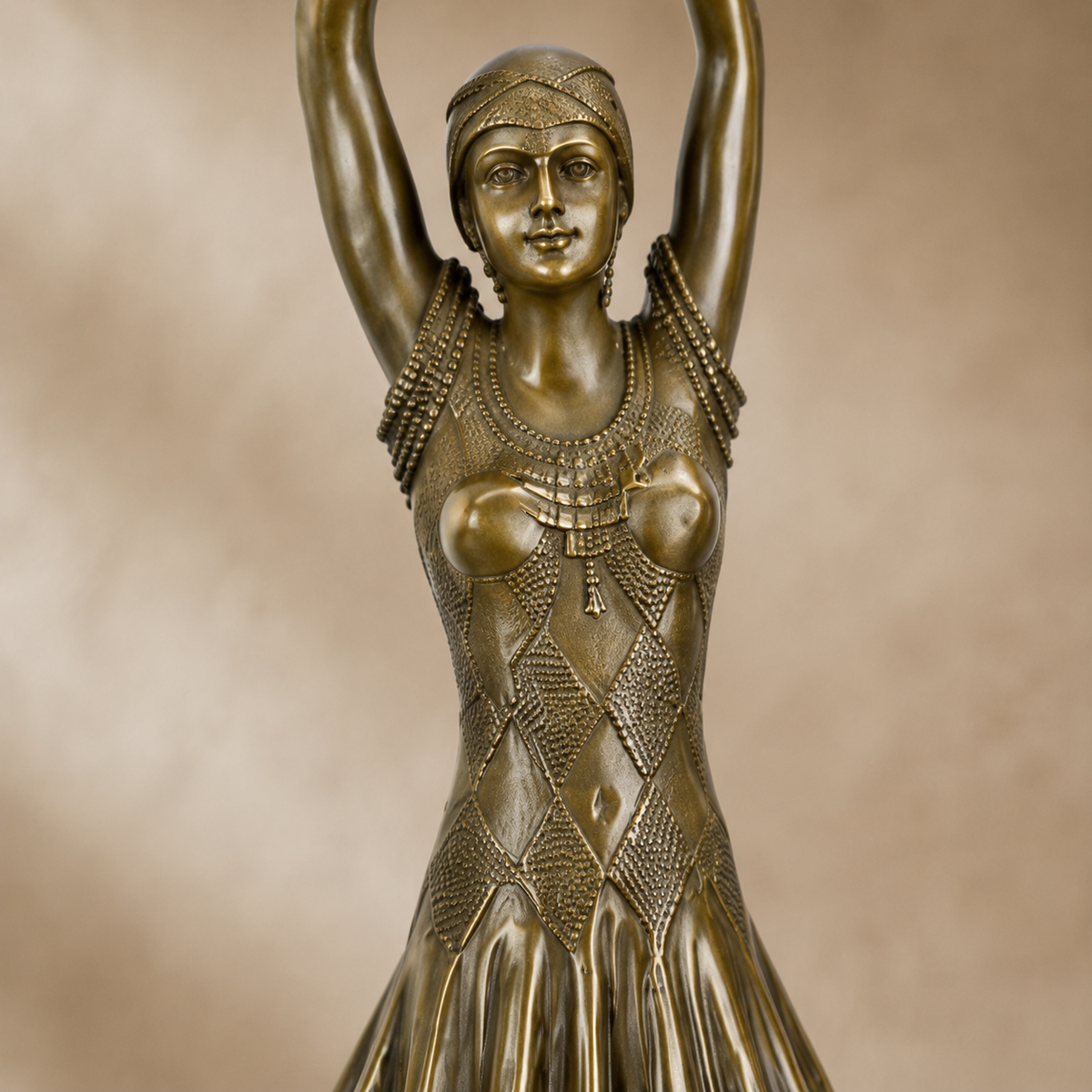 Sculpture en bronze danseuse Art Déco sur socle marbre, vue 3