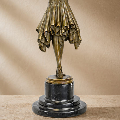 Sculpture en bronze danseuse Art Déco sur socle marbre, vue 4