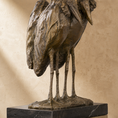 Sculpture en bronze deux marabouts sur socle en marbre, vue 7