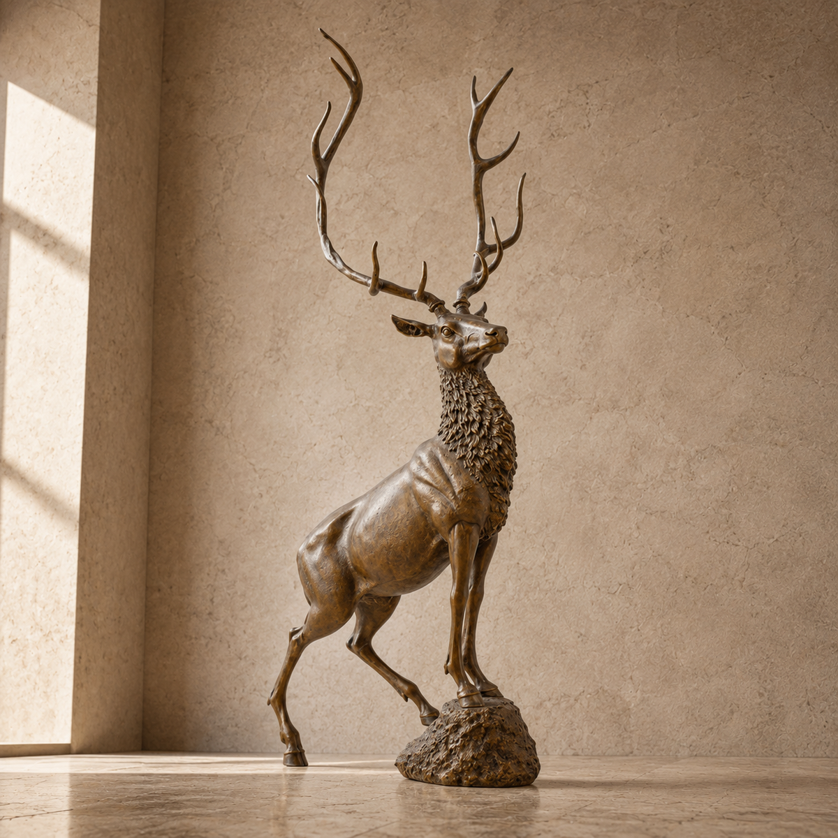 Sculpture en bronze famille de hiboux sur arbre