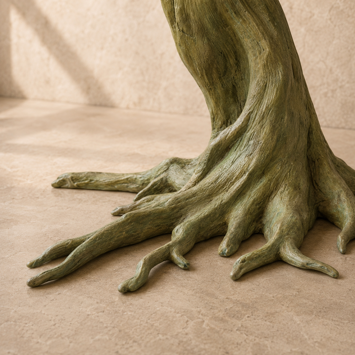 Sculpture en bronze famille de hiboux sur arbre, vue 7