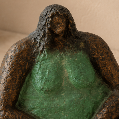 Sculpture en bronze femme assise aux formes généreuses, vue 3