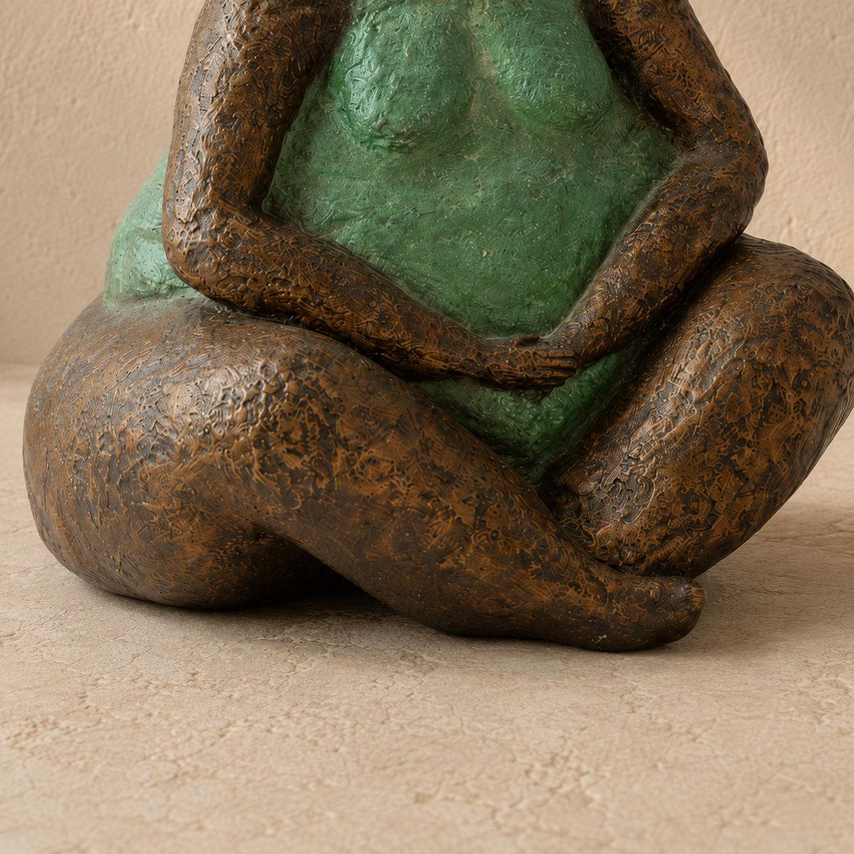 Sculpture en bronze femme assise aux formes généreuses, vue 7