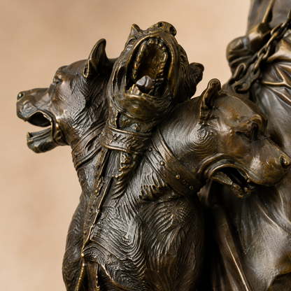 Sculpture en bronze Hadès et Cerbère sur socle marbre, vue 6