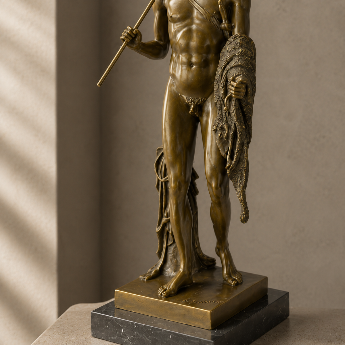 Sculpture en bronze Jason et la Toison d'Or sur marbre, vue 4